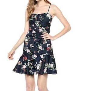 KEEPSAKE For Me Mini Dress Navy Floral Satin